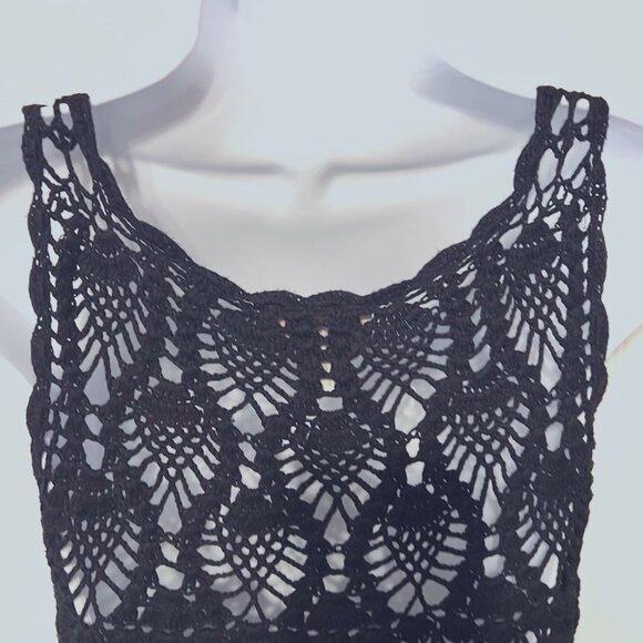 Cleobella Crocheted Dress-Black-Size Small-Stretch-Luxury-Resort Wear Cover-Sun - Picture 14 of 16
